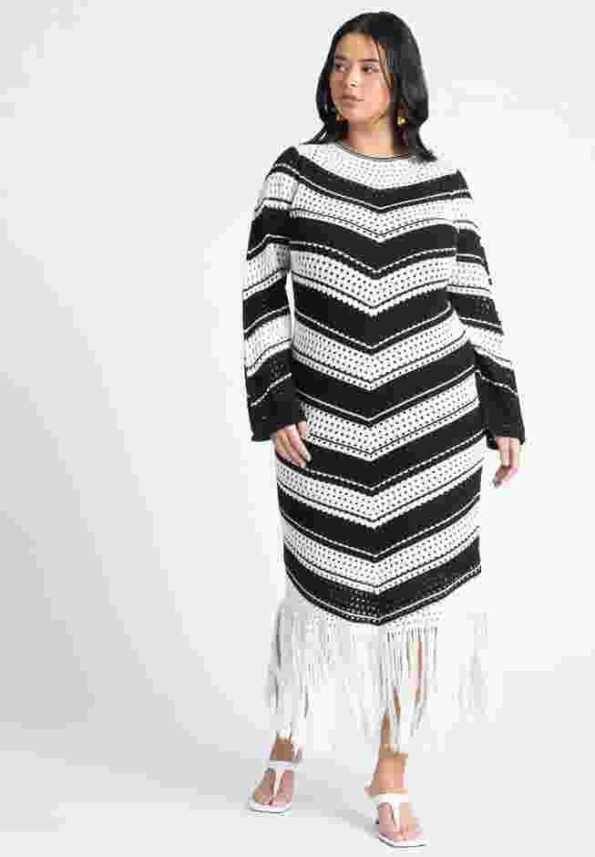 Crochet Maxi Dress With Fringe image number 0