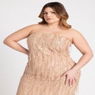 Strapless Fringe Sequin Midi Dress image number null