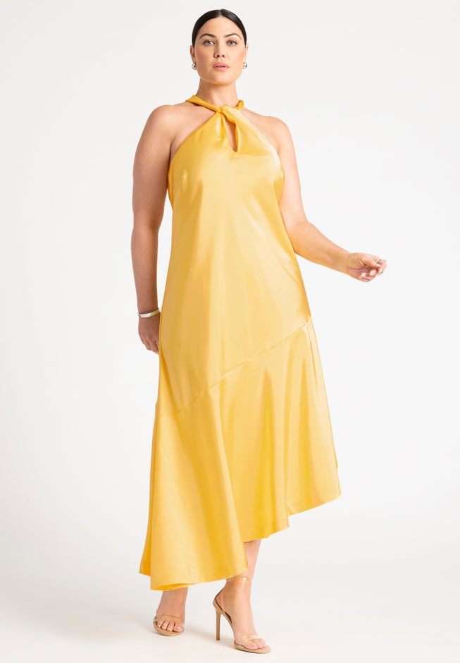 Twisted Neck Satin Maxi Dress image number 1