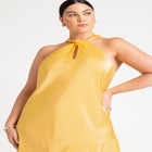 Twisted Neck Satin Maxi Dress image number null