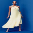 Twisted Neck Satin Maxi Dress image number null