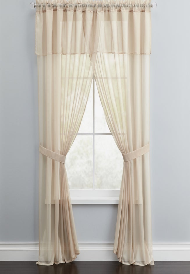 BH Studio Sheer Voile 5-Pc. One-Rod Curtain Set image number 0