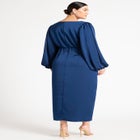 Satin Puff Sleeve Pleated Dress image number null