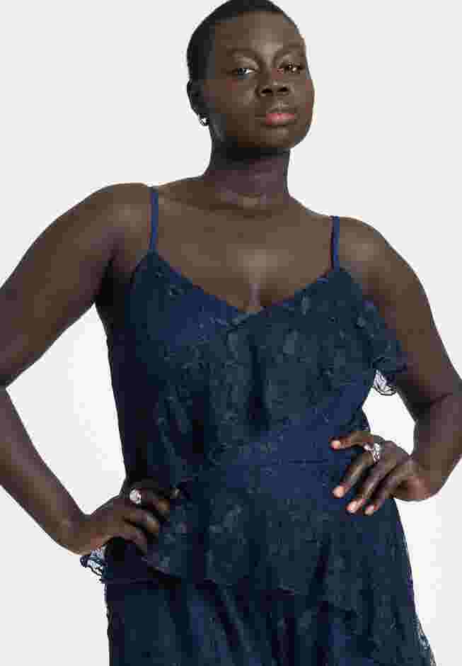 Ruffle Chantilly Lace Jumpsuit image number 2