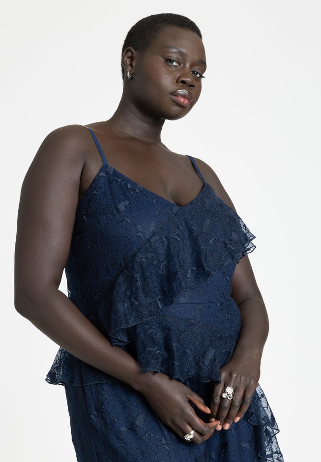 Ruffle Chantilly Lace Jumpsuit image number 3