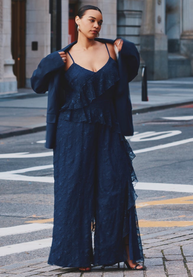 Ruffle Chantilly Lace Jumpsuit image number 4