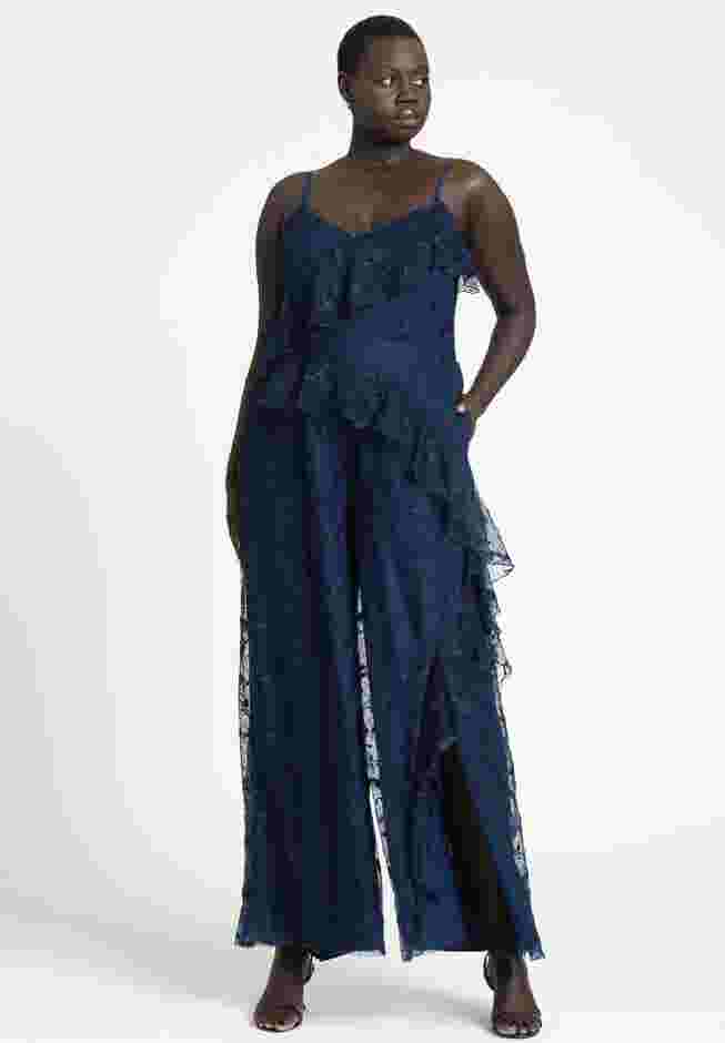 Ruffle Chantilly Lace Jumpsuit image number 0