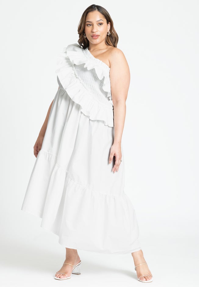 One Shoulder Dramatic Ruffle Dress image number 0