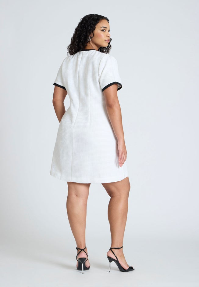 Contrast Piping Tweed Mini Dress image number 1