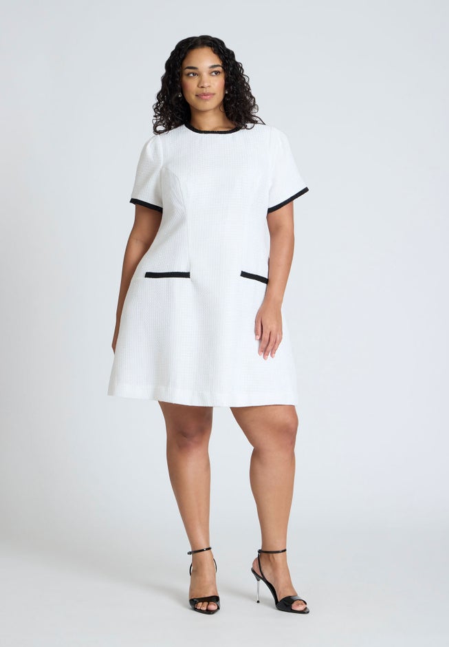 Contrast Piping Tweed Mini Dress image number 0