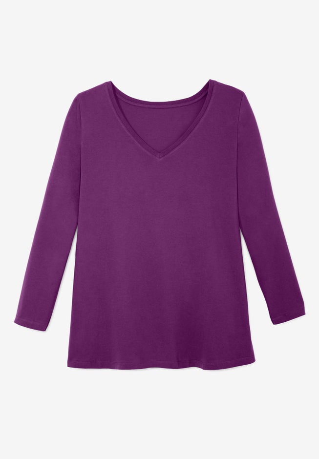 Perfect Long-Sleeve V-Neck Tee image number 4