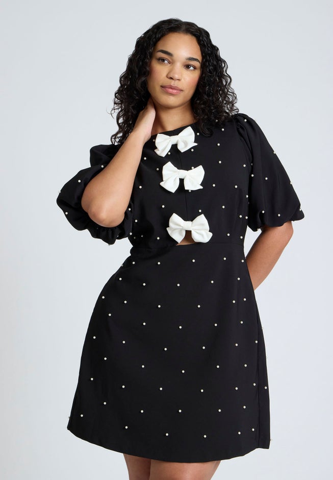 Pearl Mini Dress With Bows image number 2