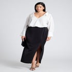 Collared Satin Column Dress image number null