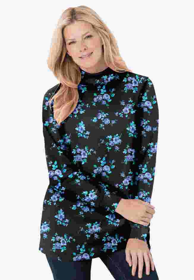 Perfect Printed Long-Sleeve Mockneck Tee image number 0