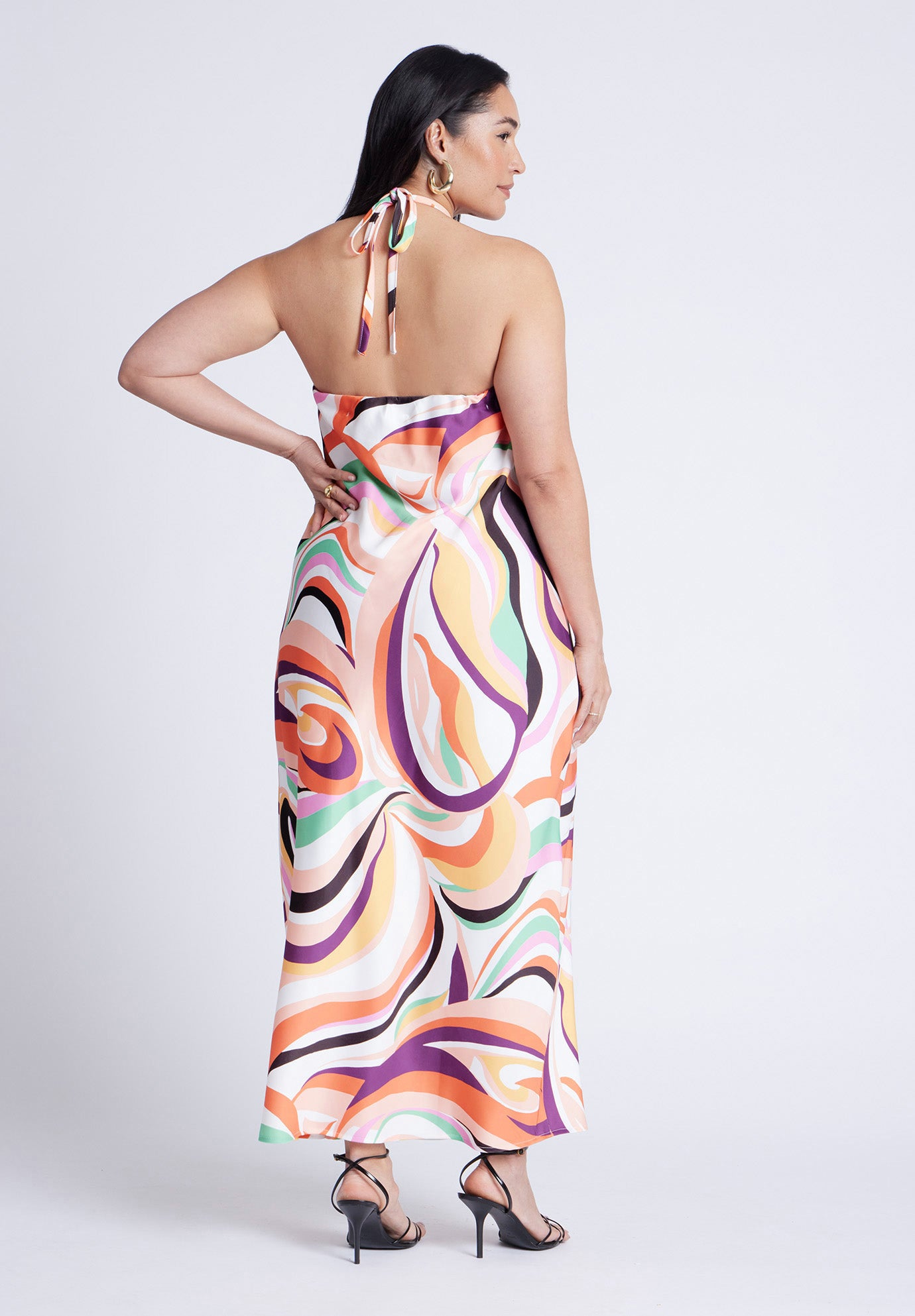 Tie Neck Printed Maxi Dress image number 1