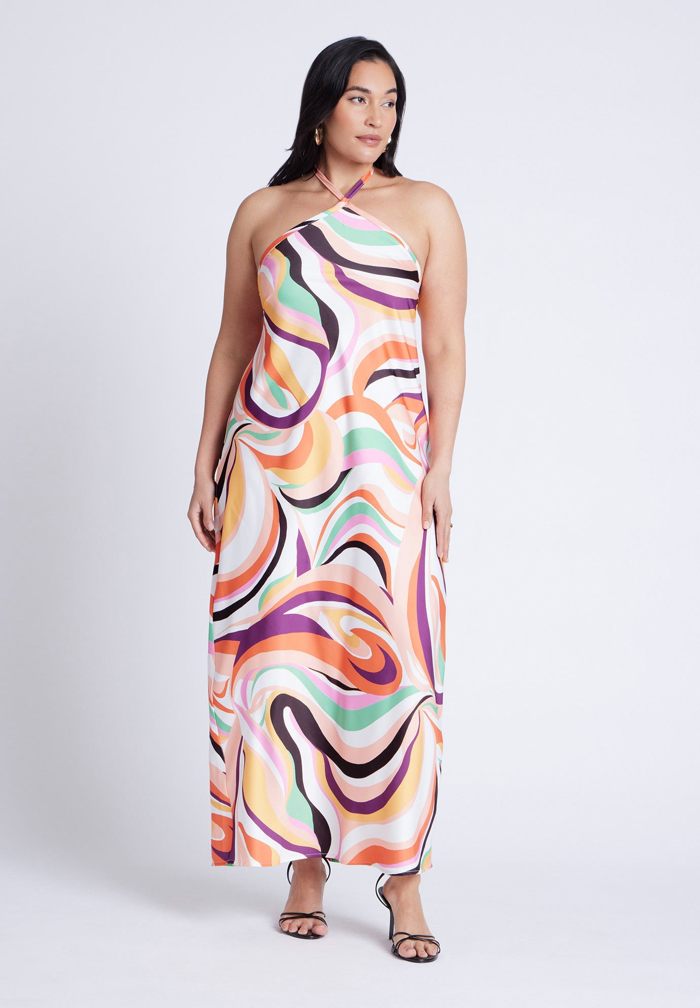 Tie Neck Printed Maxi Dress image number 0