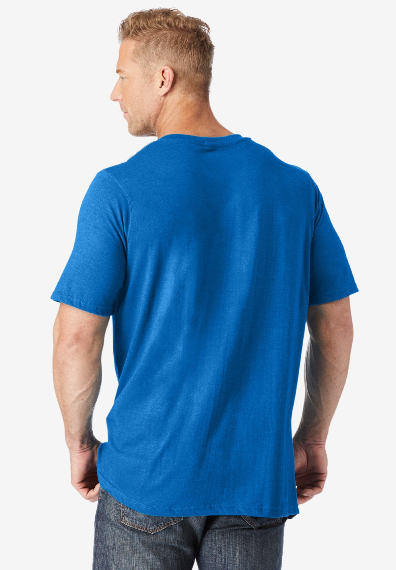Shrink-Less&trade; Lightweight Longer-Length V-neck T-shirt image number 1