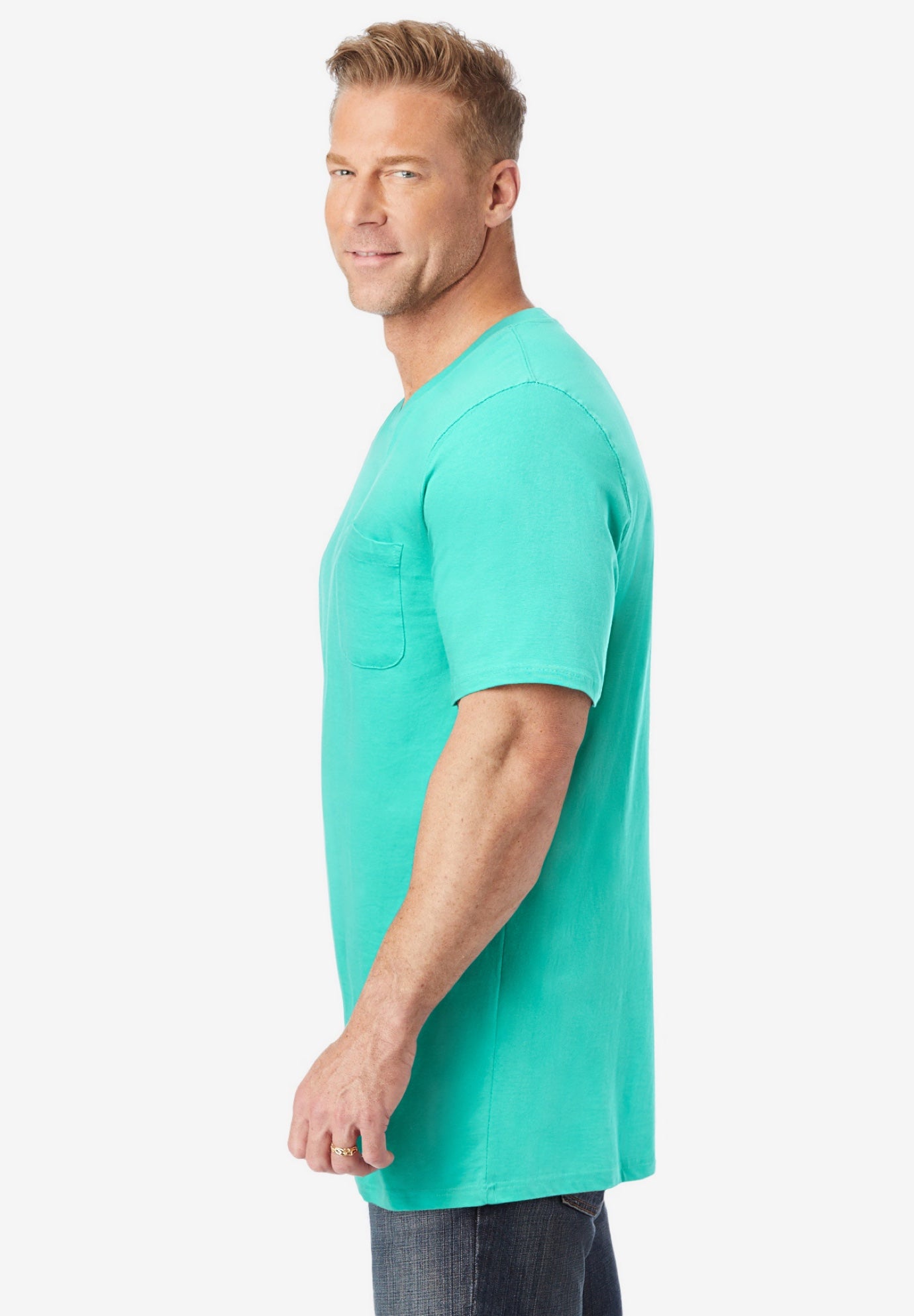 Shrink-Less Lightweight Longer-Length V-neck T-shirt image number 2