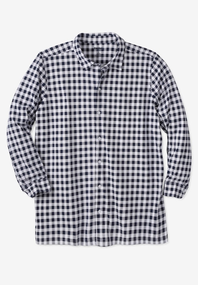 Stretch Knit Long Sleeve Buttondown image number null