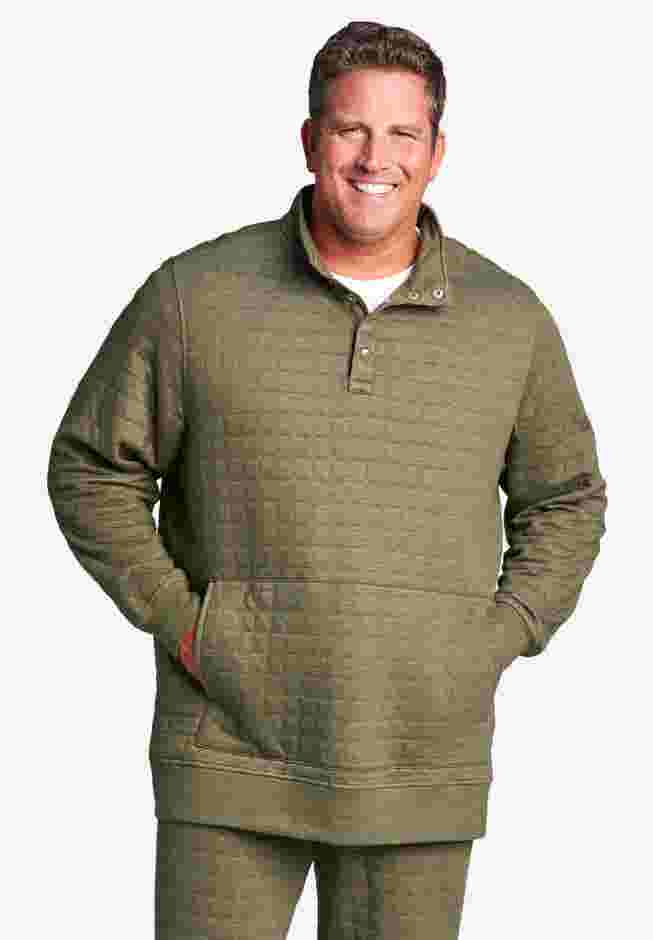 Quilted henley snapped pullover sweatshirt image number 1