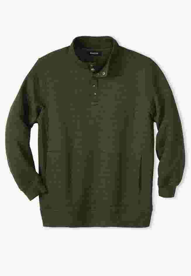 Quilted henley snapped pullover sweatshirt image number 0