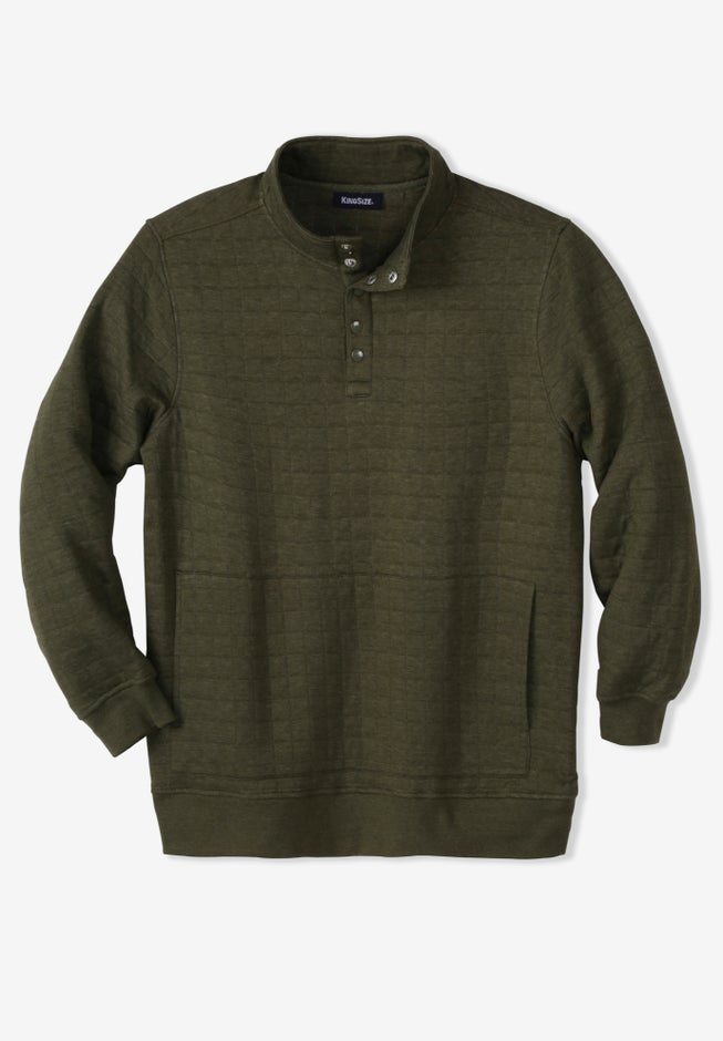 Quilted henley snapped pullover sweatshirt image number null