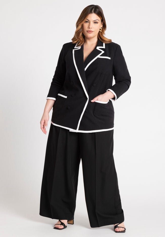 Preppy Contrast Tipped Blazer image number null