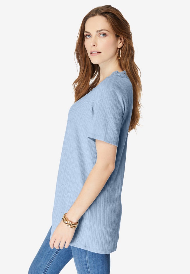 V Neck Pointelle Tee image number null