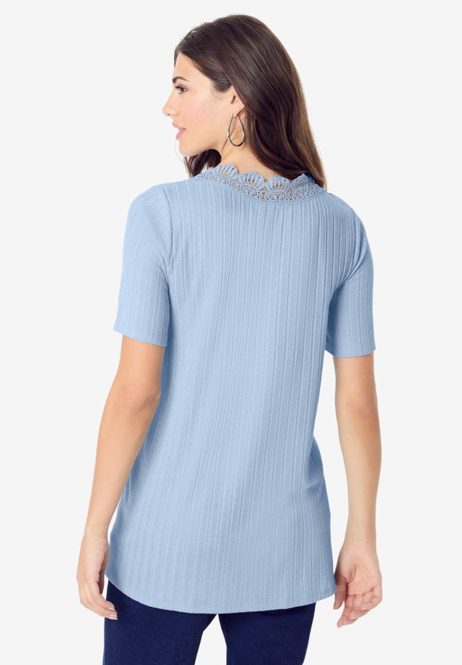 V Neck Pointelle Tee image number null