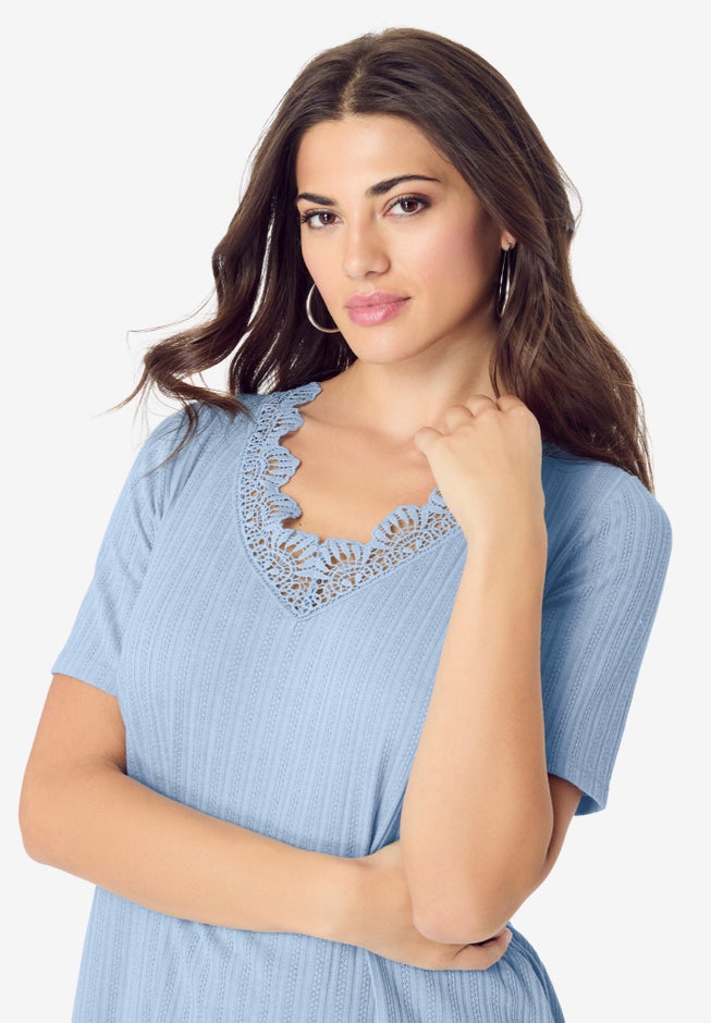 V Neck Pointelle Tee image number null