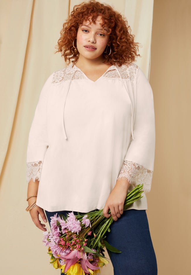 Lace-Trim Top image number null