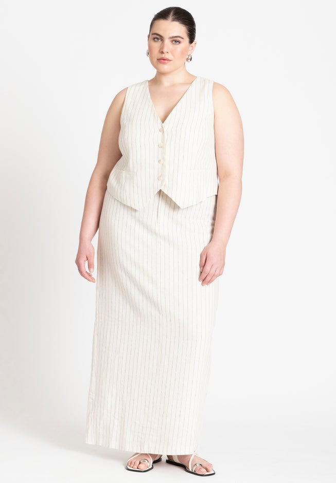 Striped Linen Vest image number null