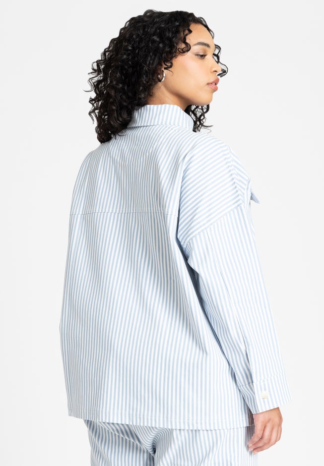 Yarn Dye Striped Shacket image number null