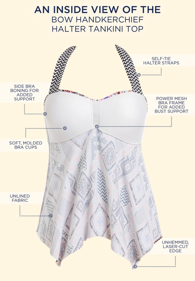 Bow Handkerchief Halter Tankini Top image number 2