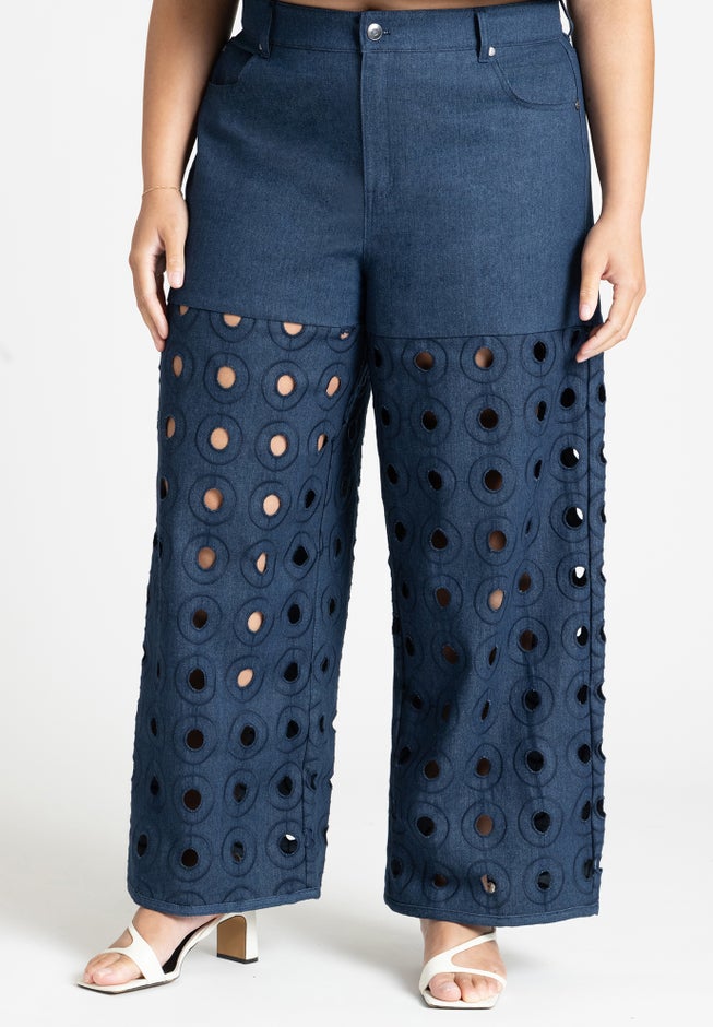 Circular Cutout Denim Pant image number 1