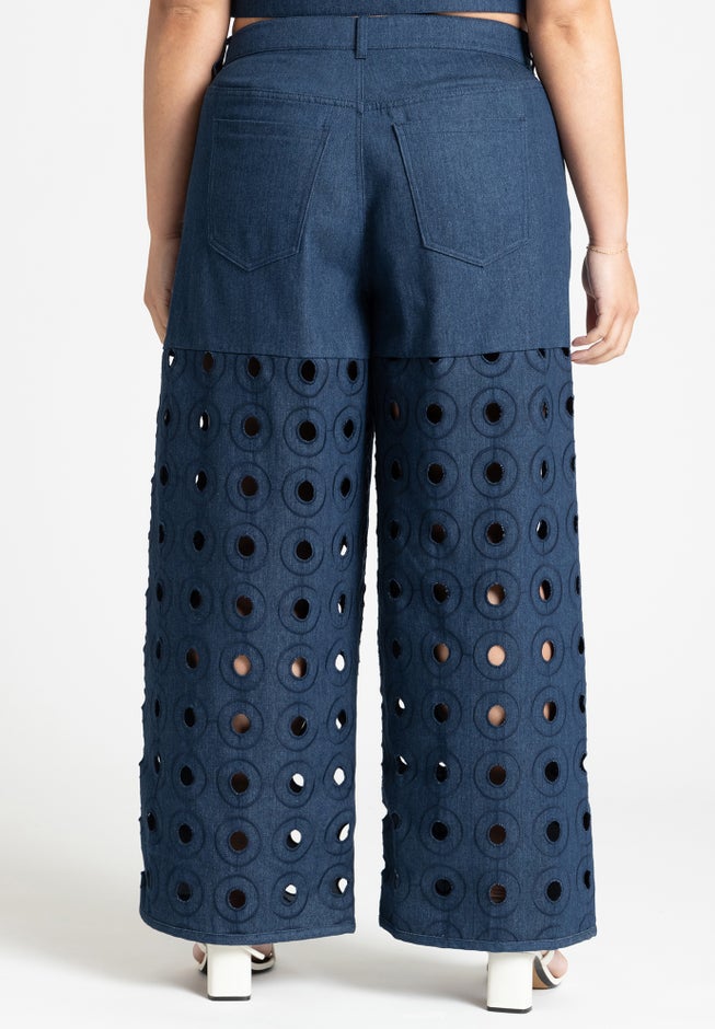 Circular Cutout Denim Pant image number null