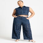 Circular Cutout Denim Pant image number null