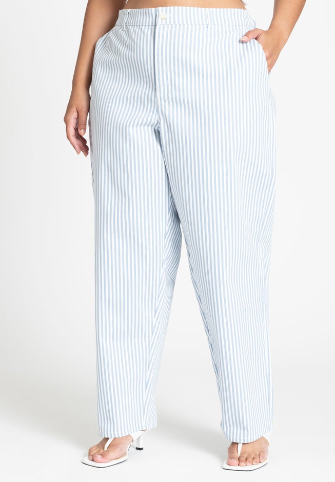 Yarn Dye Striped Straight Leg Pant image number null