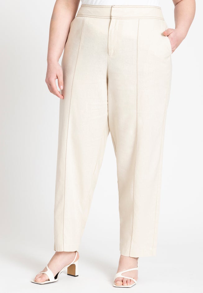 Pintuck Detail Linen Trouser image number 1