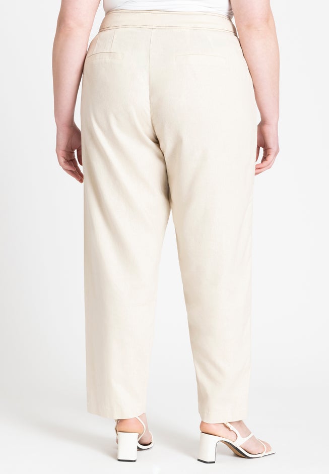 Pintuck Detail Linen Trouser image number 2