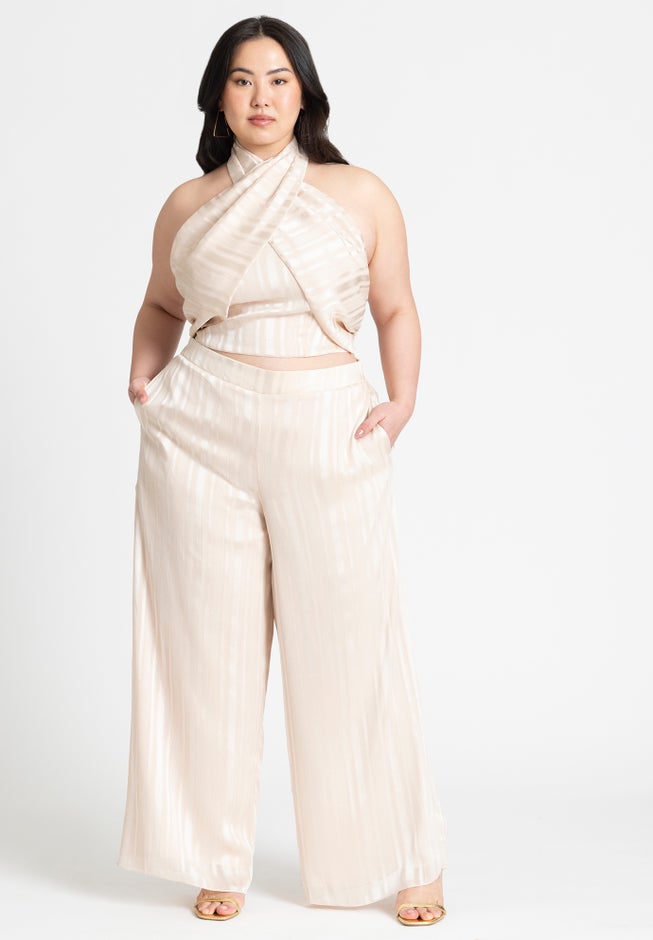 Metallic Stripe Wide Leg Pant image number null
