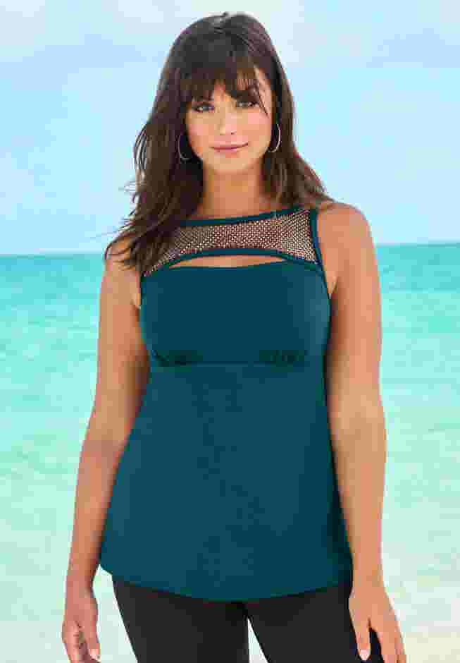Embellished High-Neck Tankini image number 0