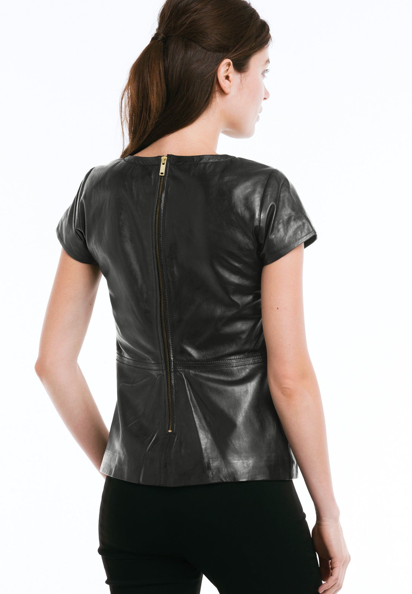Back Zip Leather Top image number 1