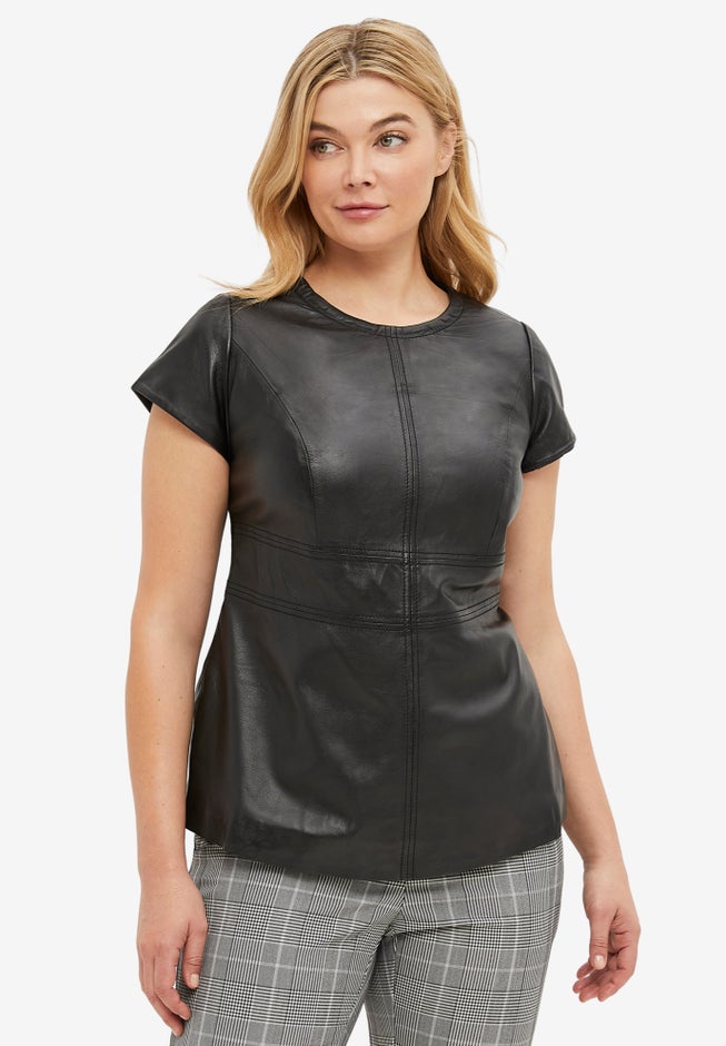 Back Zip Leather Top image number 2