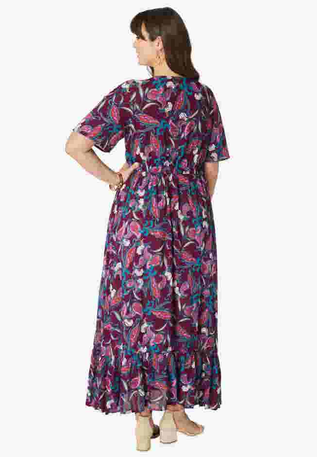 Hand-Crinkled Flutter-Sleeve Maxi Dress image number 1