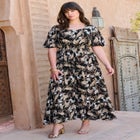 Hand-Crinkled Flutter-Sleeve Maxi Dress image number null