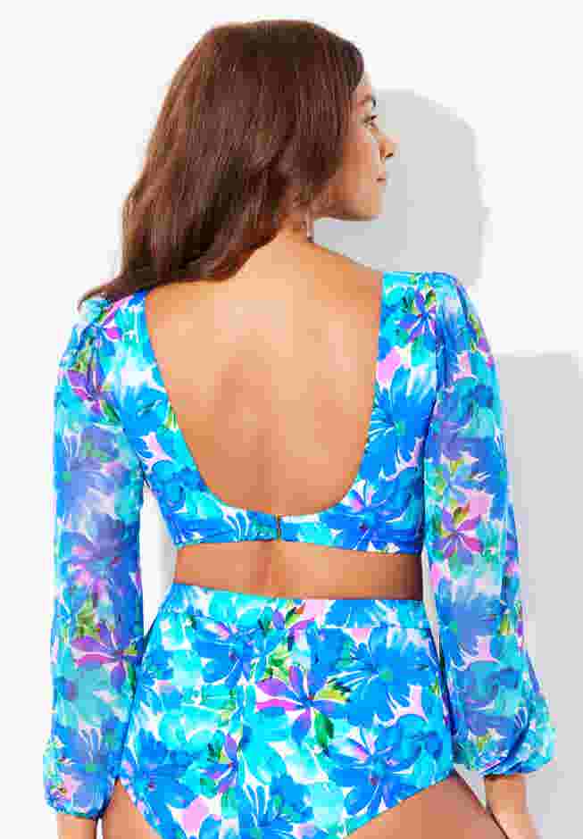 Bra-Sized Mesh Sleeve Underwire Bikini Top image number 1