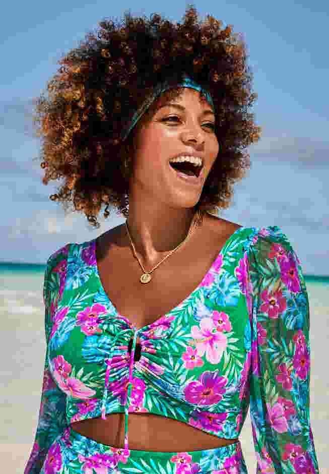 Bra-Sized Mesh Sleeve Underwire Bikini Top image number 0
