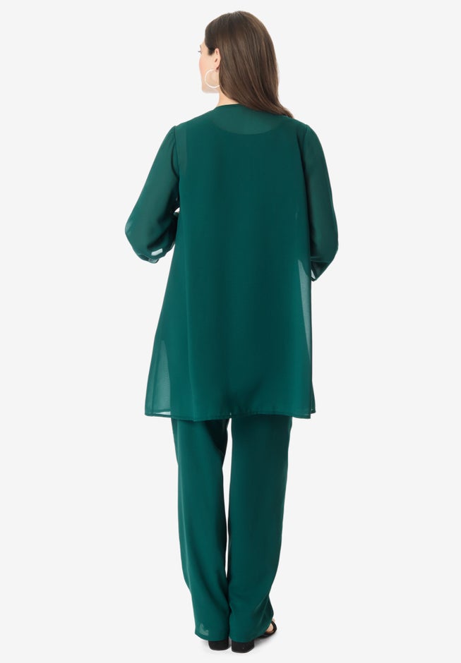 Three-Piece Embellished Pant Set image number null