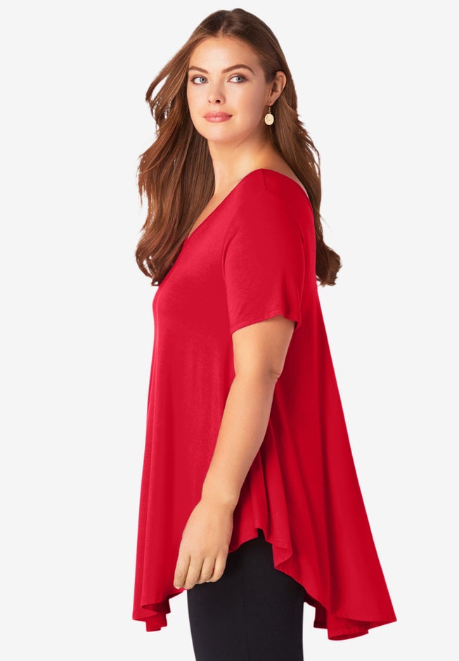 Plus Size Ultra Drape V-Neck Swing Tunic Top image number 3